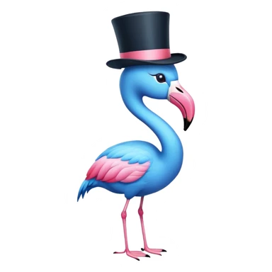 blue flamingo with a top hat sticker