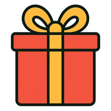 colored gift box with ribbon icon sticker