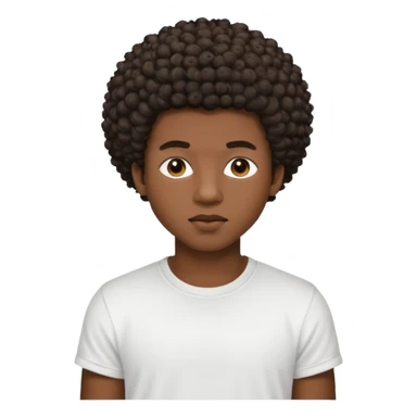 Une homme de 17 ans il a la peau noir foncé , des lèvres pulpeuses  . Il a un taper bouclé afro court  sticker