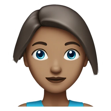 White Woman with blue eyes and long darkbrown sleek hair sticker