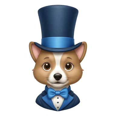 fancy dog with blue hair, wearing hat sticker