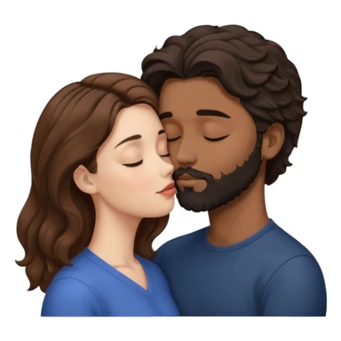 White woman with brown hair with eyes closed kissing the forehead of brown man with black wavy hair (has a a beard with his eyes closed too) sticker