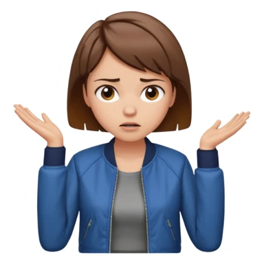a woman with a brown short hair, looking at the left, frustrated, wearing a trendy jacket, only upper body, high quality sticker