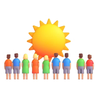 people gazing at a bright sun sticker