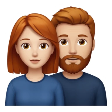 👩🏼‍❤️‍👨🏽 Something like this, but make the guy more lighter and give the girl a bit more red hair like ginger style make the guy have dark brown hair, same with the beard and add her in the middle top sticker