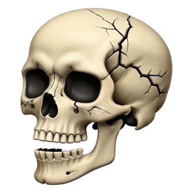 caution skull, black color, bone behind the skull sticker
