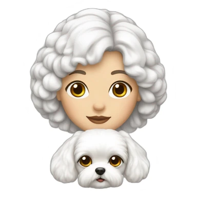 mujer piel blanca pelo largo y perro bichon blanco sticker