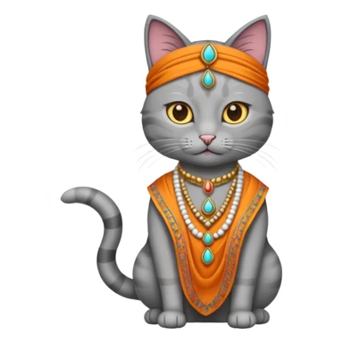 grey cat wearing indian clothes sticker