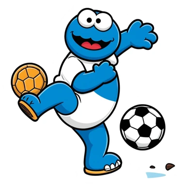 Cookie Monster playing soccer sticker