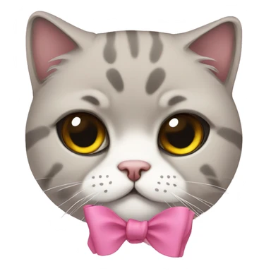 Scottish fold cat with pink bow sticker