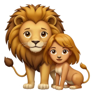 lion with girl sticker