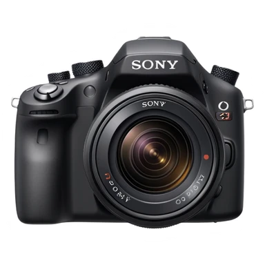 Simple DSLR camera, minimal details, basic shape of a Sony camera, clean design sticker