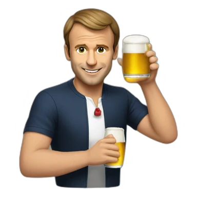 macron avec une bière sticker