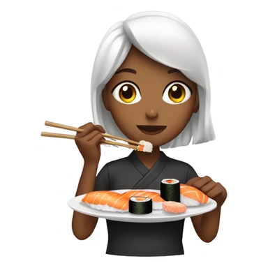 Girl eating sushi  sticker
