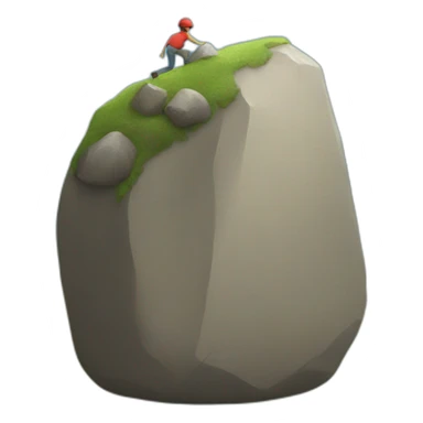 tiny man rolling a boulder up a mountain sticker