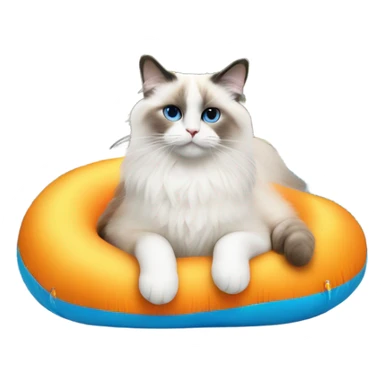 Ragdoll cat on a pool floaty ￼ sticker