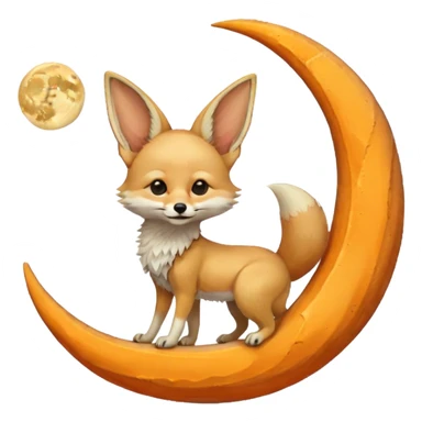fennec on a moon sickle  sticker