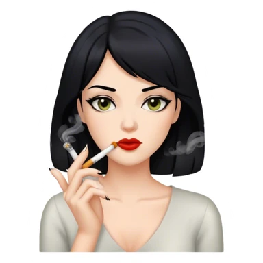 women whith black hear smoking sticker