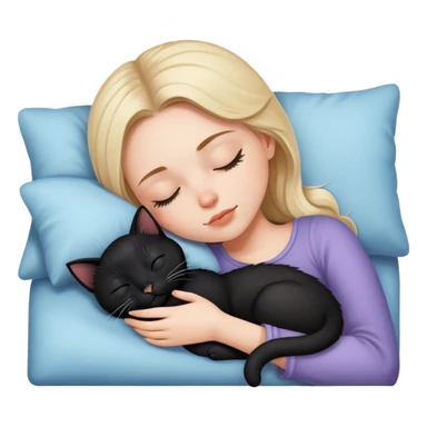  white girl sleeping with one black kitten sticker