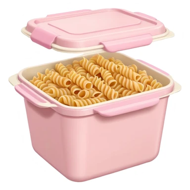 pastel pink food container with pasta inside sticker