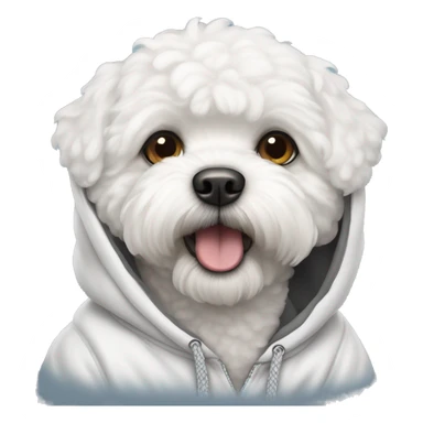 Dog bichon frise wearing hoodie sticker
