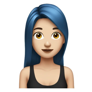white girl with long straight dark blue hair wearing black tank top sticker