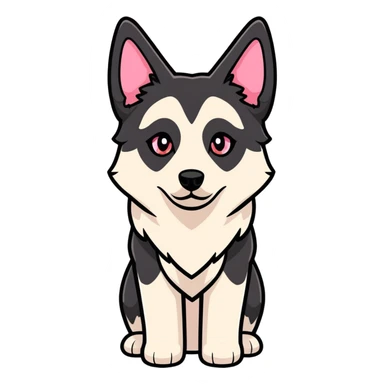 White Shepard with beautiful Brown eyes and a Pink nose sticker