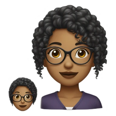 Fille cheveux bouclés noirs et lunettes sticker