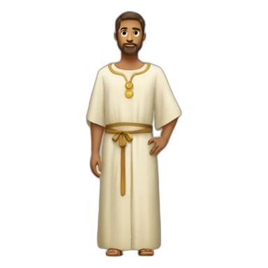 a button with high-fashion tunic of the Biblical times sticker