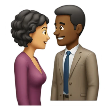 a man talking to a woman sticker