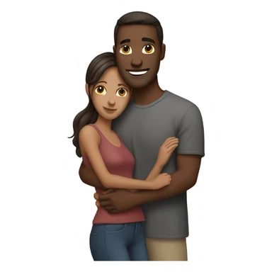 White dark hair male hugging brown female sticker