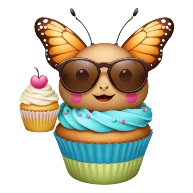 Butterfly wearing sunglasses and with cupcake sticker