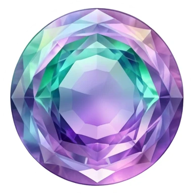round cut fluorite gem with swirling pastel holographic colors and sharp facets sticker