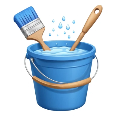 Bucket and brush for cleaning sticker
