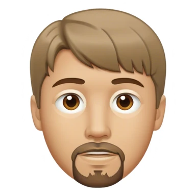 white male, short medium brown colored hair with bangs and goatee,  sticker
