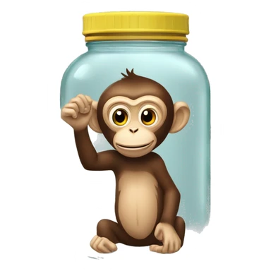 silly monkey with hand stuck in glass jar sticker