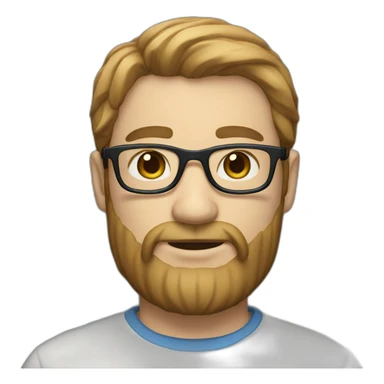 man with light brown hair blue eyes beard and glasses sticker