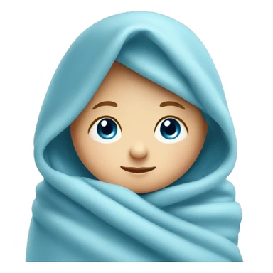 a little newborn baby  wrapped in blue blanket, blue eyes  sticker