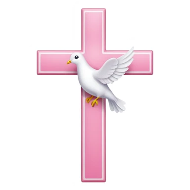 Pink and white simple cross with a dove  sticker
