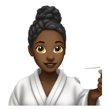 Black girl selfie in bathrobe with cup sticker