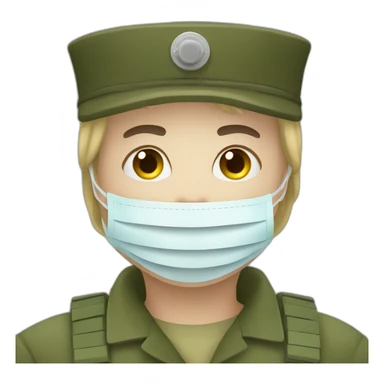 a military face in a Medical masks sticker