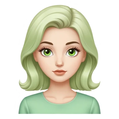 elegant white model girl with light green blouse and voluminous eyelashes sticker