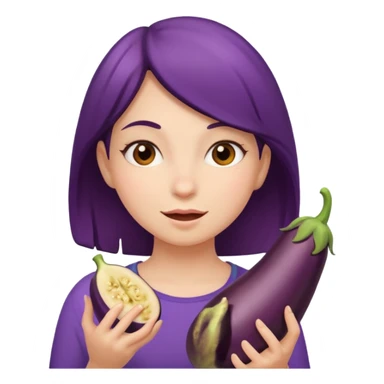 Girl eating a eggplant  sticker