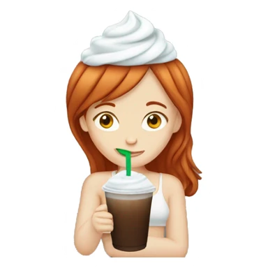 Red head girl drinking iced Capp sticker