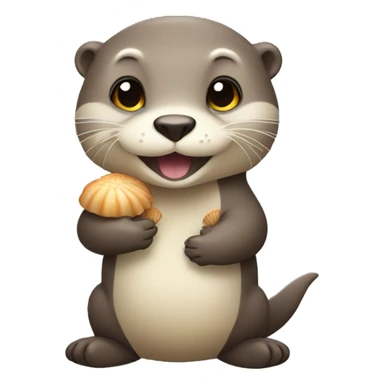 Cute Otter holding a bunch of scallops sticker