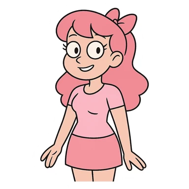 pink girly girl with minimal shading and modern look in flat toon style sticker