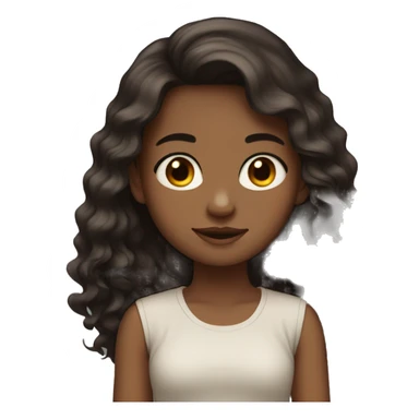 girl with grown eyes, dark brown long wavy layered hair  sticker