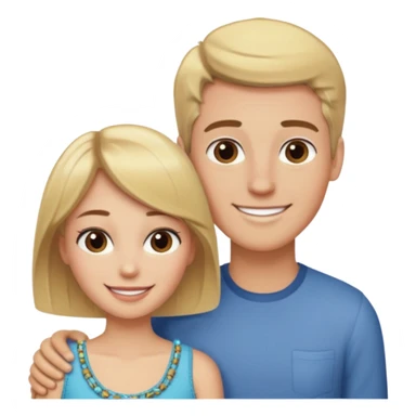 create couple emojis, tall blonde beaded guy, and short brown hair hazel eyed girl sticker