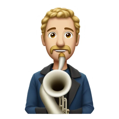 Bold man play midwinter horn sticker