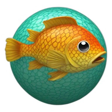 3d sphere with a cartoon Tropical Fish skin texture sticker